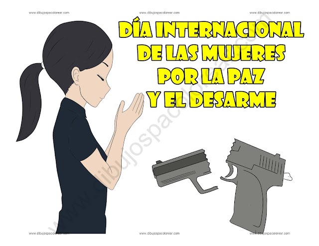Día internacional de las mujeres por la paz y el desarme dibujo a color y para colorear